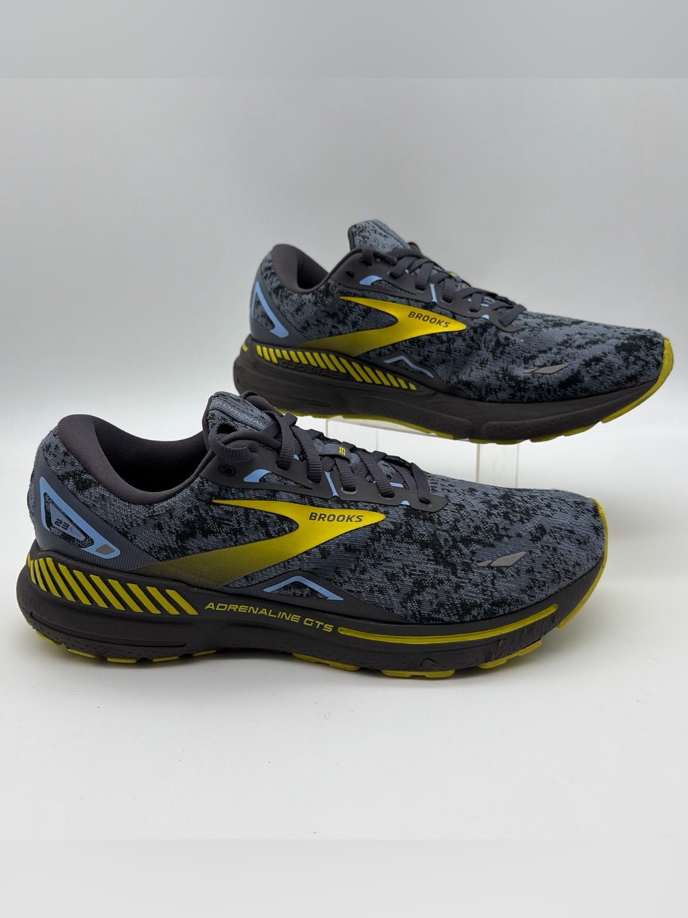 Brooks Adrenaline GTS 23 Mens 12.5 Running Shoes Iron Sulphur Yellow Gym Trainer